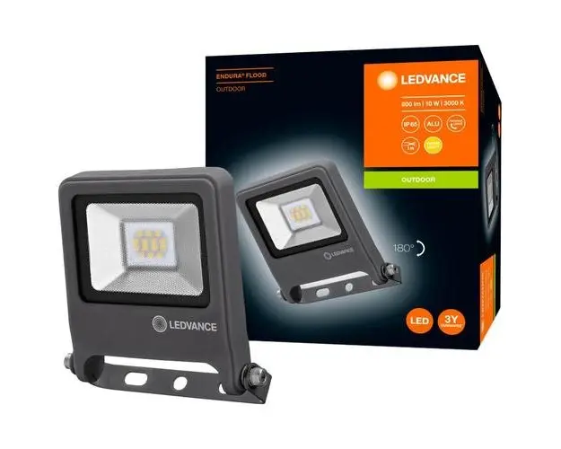 Proiector LED Ledvance Endura Flood, 10W, 800 lm, lumina calda (3000K), IP65, Aluminiu, Negru