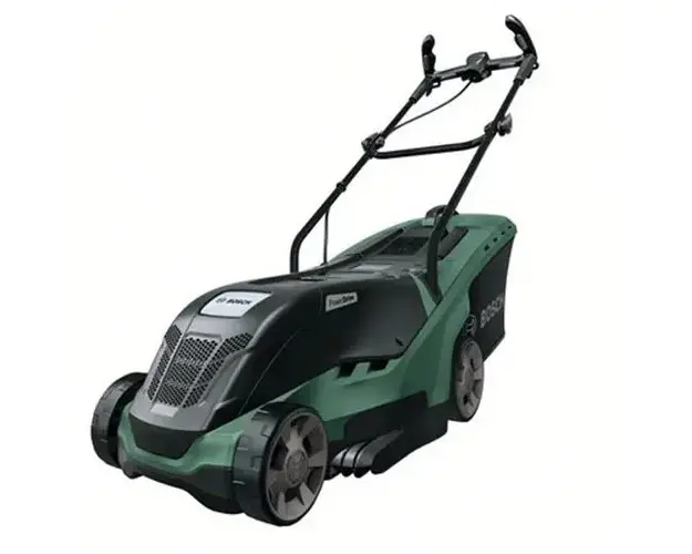 Masina electrica de tuns gazonul Bosch UniversalRotak 450, 1300 W, 35 cm latime taiere, 40 l volum sac colector, 70 mm inaltime maxima taiere