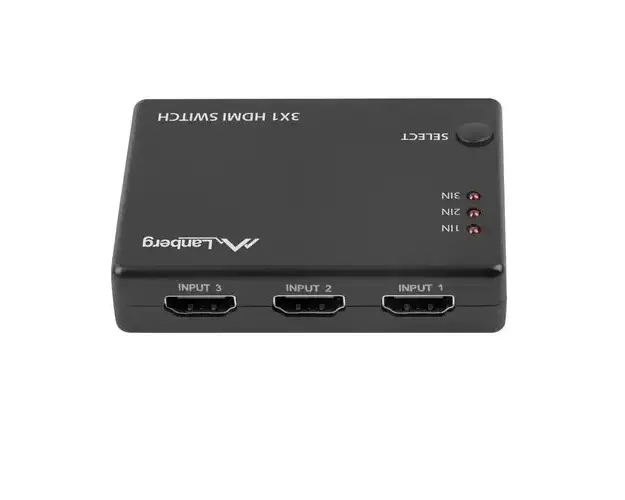 Switch video Lanberg 42433, HDMI, 3D, alimentare microUSB, 5V, 1A, Negru
