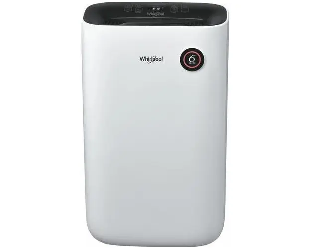 Dezumidificator Whirlpool DE20W5252, 20 l/24 h, Rezervor 6.5 l, 6th Sense, Control touch, Indicator LED, Functie uscare rufe, Alb