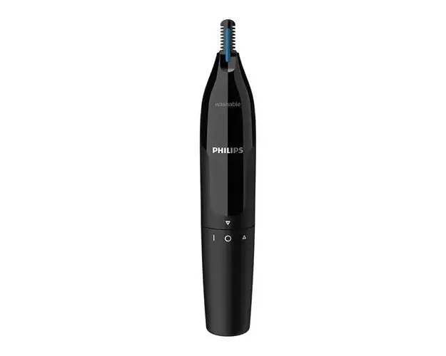 Trimmer pentru nas/urechi Philips NT1650/16, baterie, lavabil, tehnologie Precision Trim, otel inoxidabil, Negru