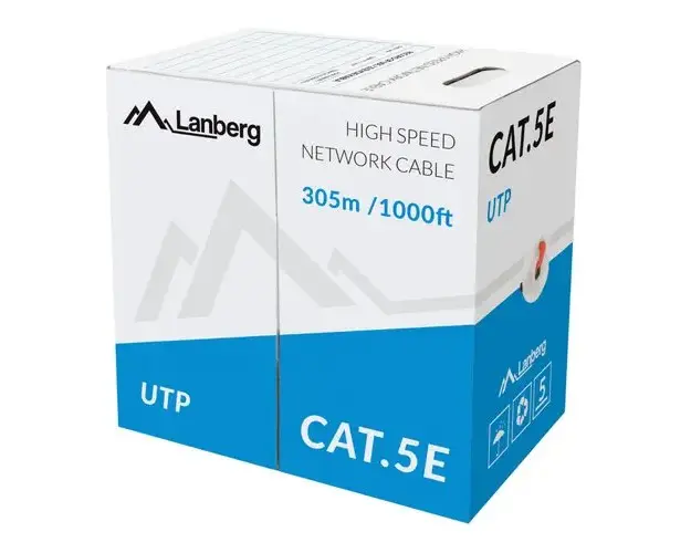 Rola cablu UTP Lanberg 42762, cat5e, lungime 305m, AWG 24, 100 MHz, solid CCA