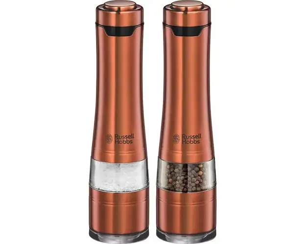 Set 2 rasnite electrice de condimente Russell Hobbs Copper 28011-56, Lumina incorporata, Sistem ceramic ajustabil, Cupru