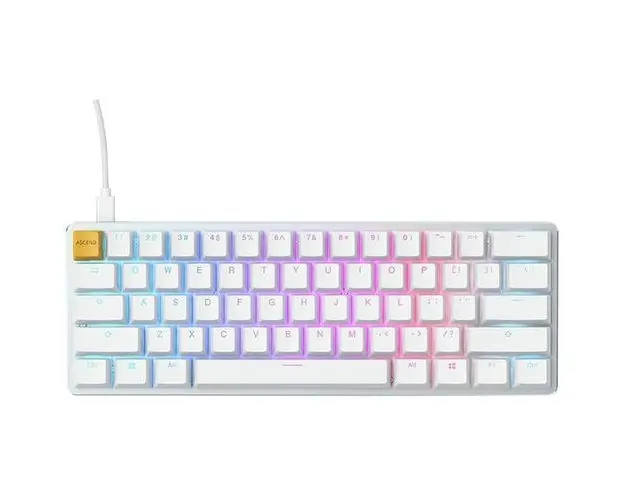 Tastatura gaming Glorious Race GMMK Compact, iluminare RGB, switch Gateron Brown, US-Layout, Ice White