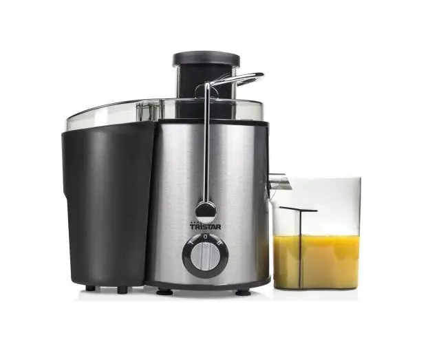 Storcator de fructe si legume Tristar SC-2284, 400 W, 2 viteze, silentios 78dB, sistem antipicurare, recipient suc, rezervor pulpa, otel inoxidabil