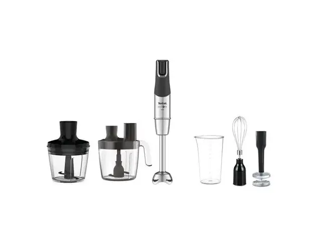 Mixer vertical Tefal InfinyForce Pro 5 in 1 HB95LD38, 1200W, tehnologie Powelix Life, tocator 500ml, pahar gradat 800ml, protectie antistropire, 5 functii, Negru/Inox