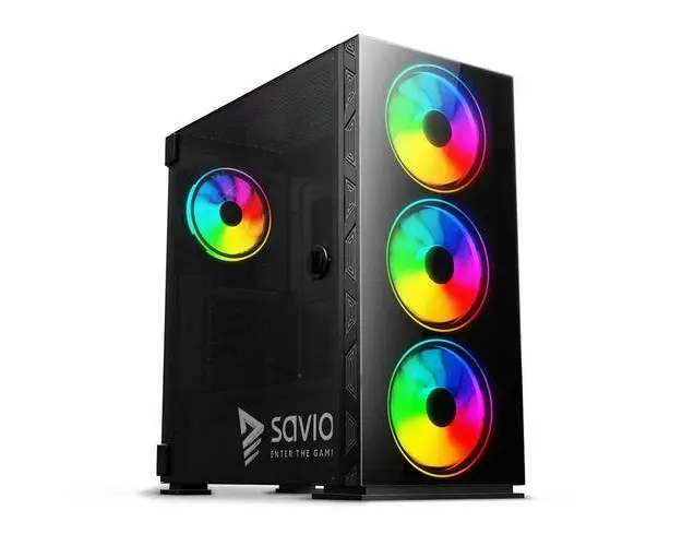 Carcasa Gaming SAVIO Prime X1, Tempered Glass ARGB, Mid-Tower, fara sursa, ATX