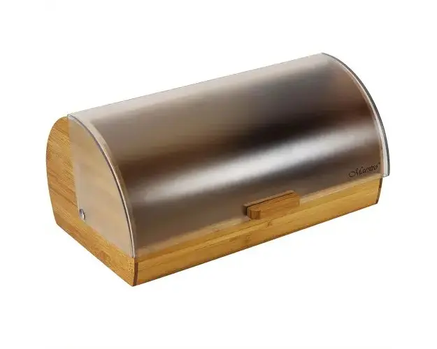 Cutie depozitare paine MAESTRO, Lemn/Acril, Capac glisant, 37 x 22 x 17 cm, Maro