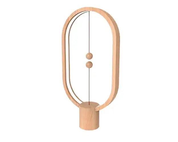 Veioza LED Heng Balance, elipsa, USB, lemn deschis