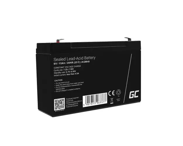 Acumulator Green Cell AGM 6V 15Ah VRLA plumb acid