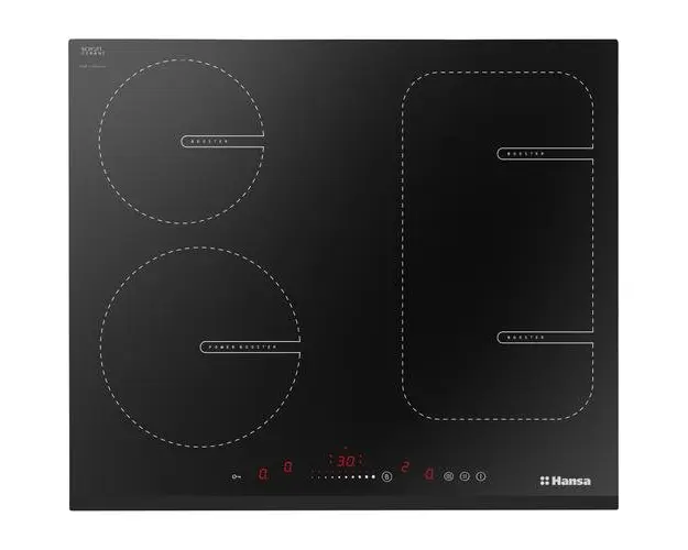 Plita incorporabila Hansa BHI68611, Inductie, 4 zone de gatit, Touch control, 60 cm, Sticla neagra