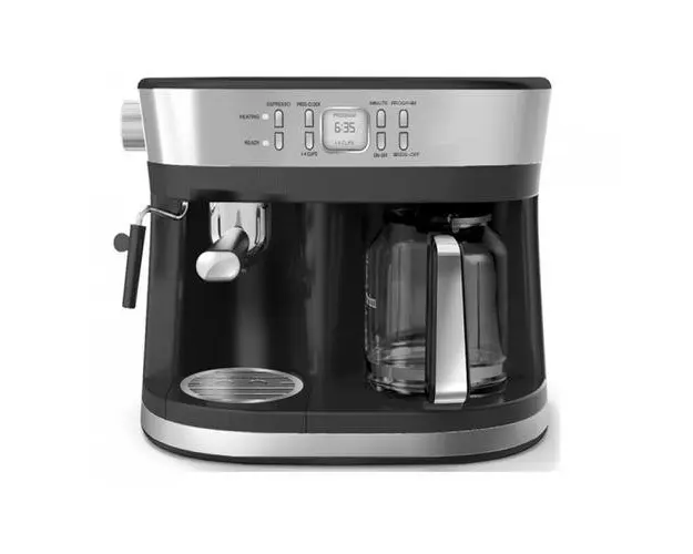 Espressor Studio Casa 3 in 1 Delicia Inox, 15 bari, 1690W-2015W, Functie spumare, Negru/Inox