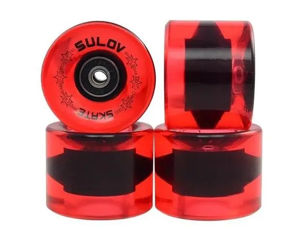 Set 4 roti skateboard Sulov, rosu transparent