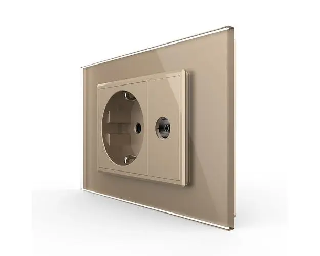 Priza simpla din rama de sticla Schuko cu TV Livolo