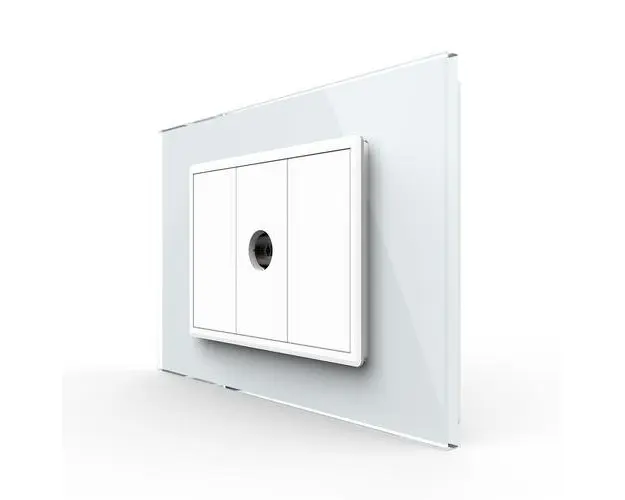 Priza Simpla TV Livolo cu Rama din Sticla  Serie Noua