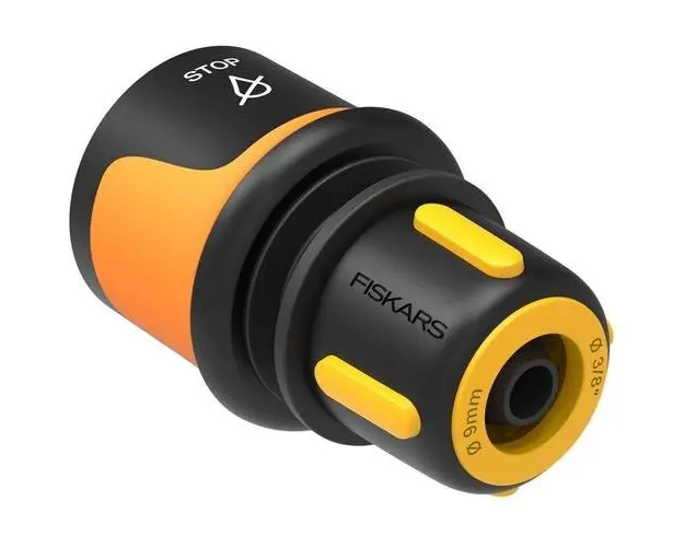 Conector furtun STOP 9 mm (3/8inch), L= 116 mm, Fiskars, plastic rezistent