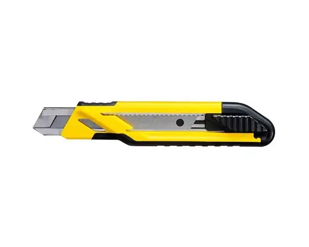 Cutter bimaterial cu auto-blocare, Stanley, 18mm, otel/plastic, galben/negru