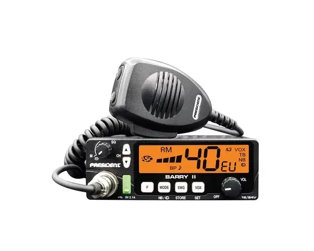 Statie radio CB President BARRY II ASC AM/FM, Roger Beep, NB, ANL, Port USB, 12V/24V