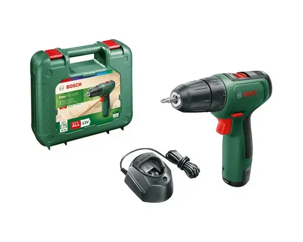 Masina de gaurit si insurubat (bormasina) pe acumulator Bosch EasyDrill 1200, 12 V, 1.5 Ah, 1500 RPM, 30 Nm, 1 acumulator, incarcator, cap surubelnita dublu, valiza profesionala