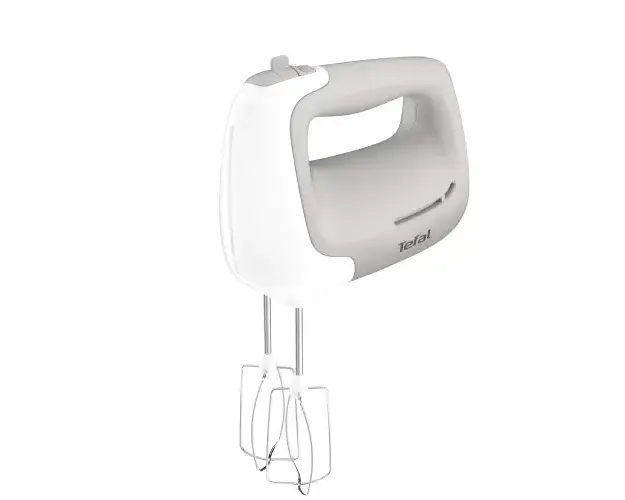 Mixer de mana TEFAL Prep'Mix HT450B38, 450W, 5 trepte viteza, functie Turbo, set 2 teluri, 2 carlige, alb&gri