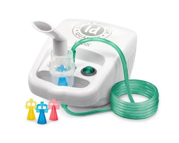 Aparat aerosoli Little Doctor LD 212 C, particule variabile, kit complet de accesorii, 3 dimensiuni particule, 2 masti (adulti si pediatrica), nebulizator cu compresor, Alb