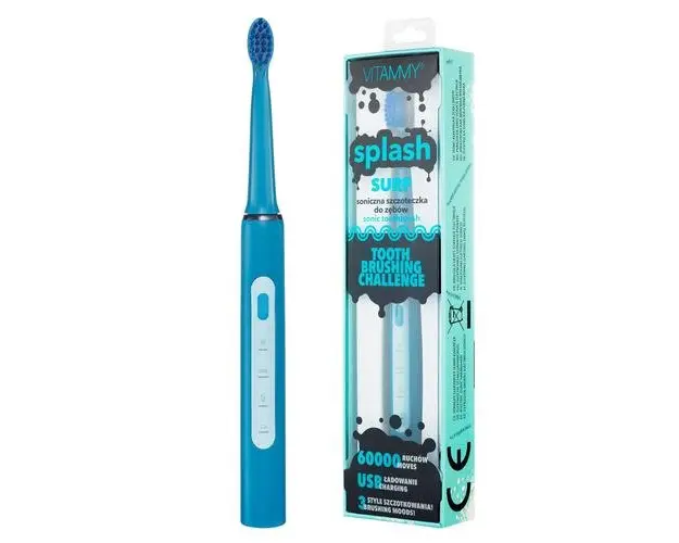 Periuta de dinti electrica VITAMMY Splash TB8132A-CE Surf, 60000 vibratii/min, 3 moduri de periaj, Albastru