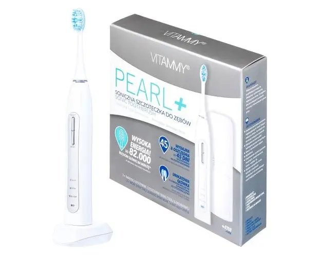 Periuta de dinti electrica VITAMMY Pearl+, 82000 vibratii/min, 3 moduri de periaj, 2 capete incluse, Alb