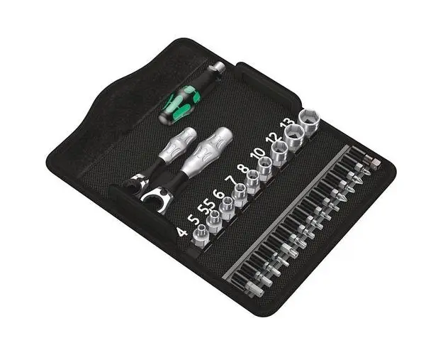 Set clichet Zyklop Mini 2 cu tubulare si biti, 1/4inch, 27 de piese, Wera