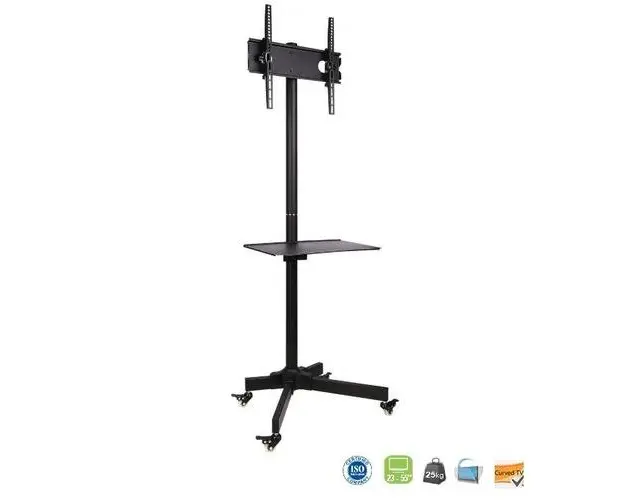 Suport mobil Techly, 23inch-50inch, 20kg, VESA, Negru