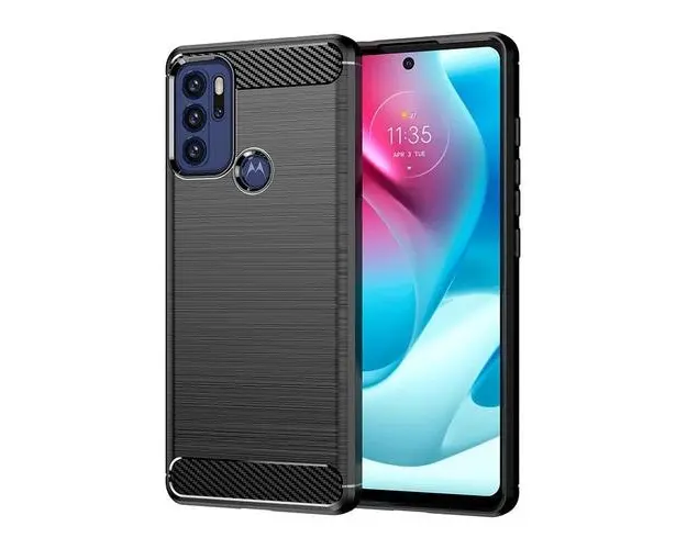 Husa Carbon Lemontti Case Flexible Motorola Moto G60S, Negru