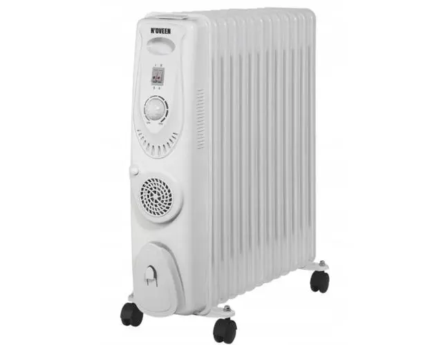 Calorifer electric cu ulei, Noveen, 2900 W, 13 elementi, 3 trepte de putere, ventilator turbo, Alb