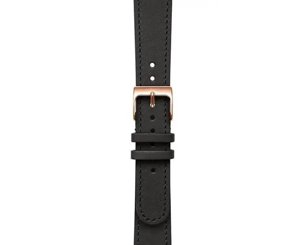Bratara Withings, 18 mm, Piele, Piele cu cusaturi, catarama Pink gold, Negru