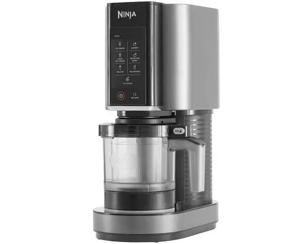Aparat de preparat inghetata NINJA NC300EU, Inghetata, Gelato, Milkshake, Sorbet, Smoothie, 7 programe, Negru/ Argintiu