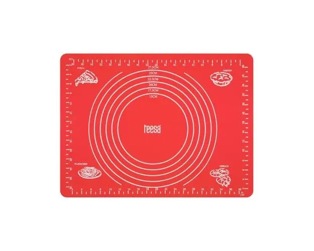 Covoras din silicon rezistent la temperaturi ridicate Teesa TSA0171R, ideal pentru framantat aluat, 40 x 30 cm, Rosu