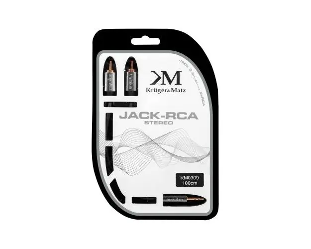 Cablu Kruger&Matz KM0309, Jack - 2 x RCA, 1 m