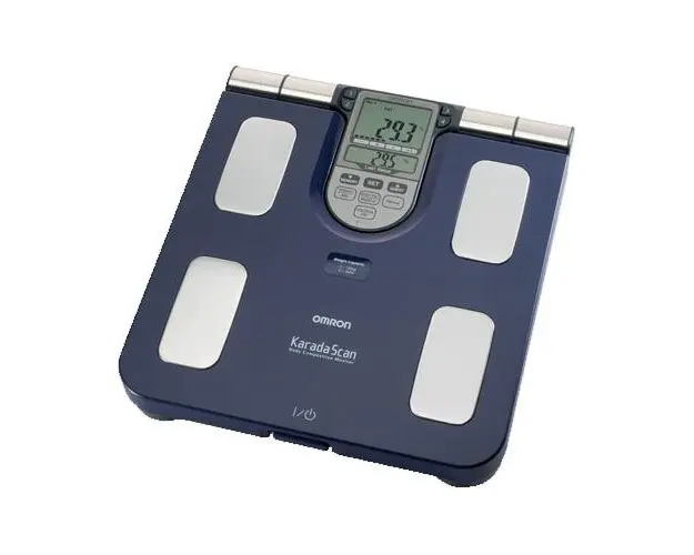 Cantar compozitie corporala Omron HBF-511B-E, 150kg, 4 utilizatori, 6 functii, Bleumarine