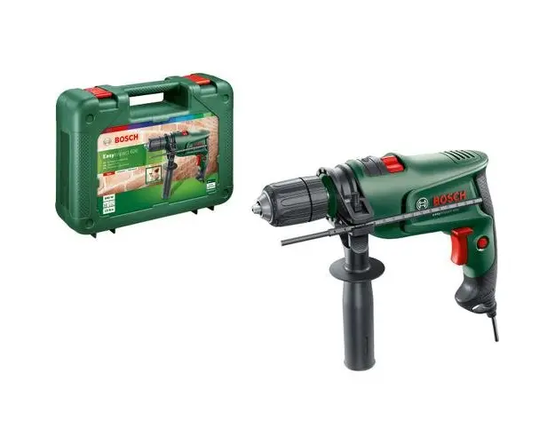Masina de gaurit si insurubat (bormasina) Bosch EasyImpact 600, 600 W, 3000 RPM, 45.000 percutii/min, 15 Nm, 25 mm diametru maxim gaurire, limitator reglare adancime, maner suplimentar, valiza profesionala
