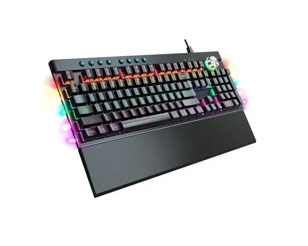 Tastatura Gaming Mecanica Varr NEON VMKB98, Iluminare RGB, Switchuri JIXIAN Blue, Negru