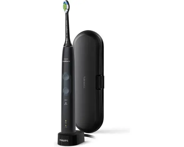 Periuta de dinti sonica electrica Philips Sonicare ProtectiveClean HX6830/53, 62000 miscari/minut, 2 moduri de curatare, 2 intensitati, senzor presiune, functie BrushSync, 1 cap de periere, toc de transport, Negru
