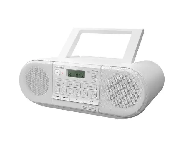 Radio portabil Panasonic RX-D550E-W, 20W, Bluetooth, CD, USB, Tuner FM, Alb