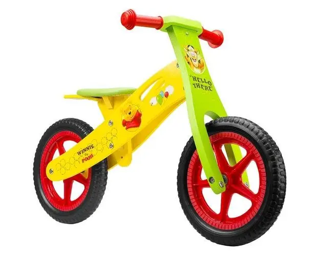 Bicicleta fara pedale din lemn Seven-WTP, Galben/Verde