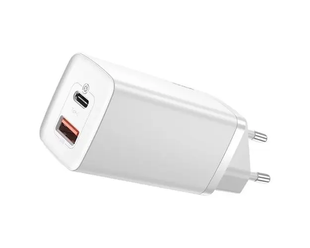 Incarcator retea Baseus GaN2 Lite, USB/USB-C, Quick Charge 4.0, Power Delivery 3.0, 65W, Alb