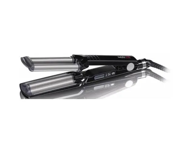 Ondulator BaByliss Pro 2369TTE, 3 elementi titanium - tourmaline, 5 trepte de temperatura, Generator de ioni negativi, Negru