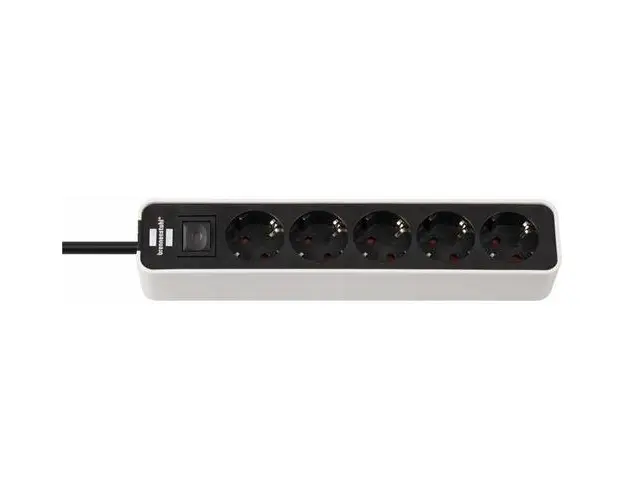 Priza multipla 5 posturi, cablu 1.5m, Brennenstuhl, seria Ecolor, Switch On/Off iluminat, Protectie copii, 3680 W