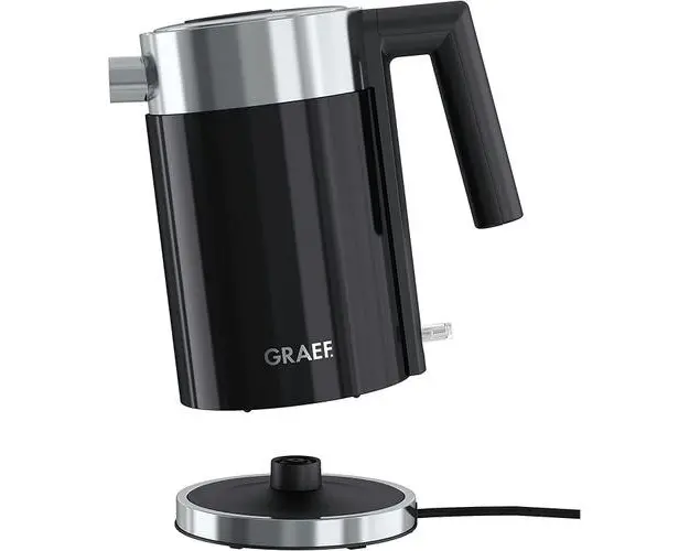 Fierbator electric Graef, WK402, capacitate 1 L, corp mobil, filtru de calcar detasabil din inox, turnare usoara, oprire automata, protectie supraincalzire, 2015 W, negru