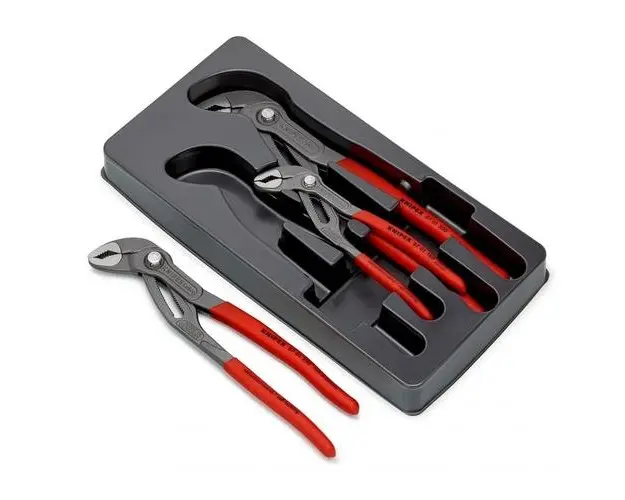 Set 3 clesti pentru instalatori, KNIPEX, Cobra, Crom-Vanadiu, Rosu