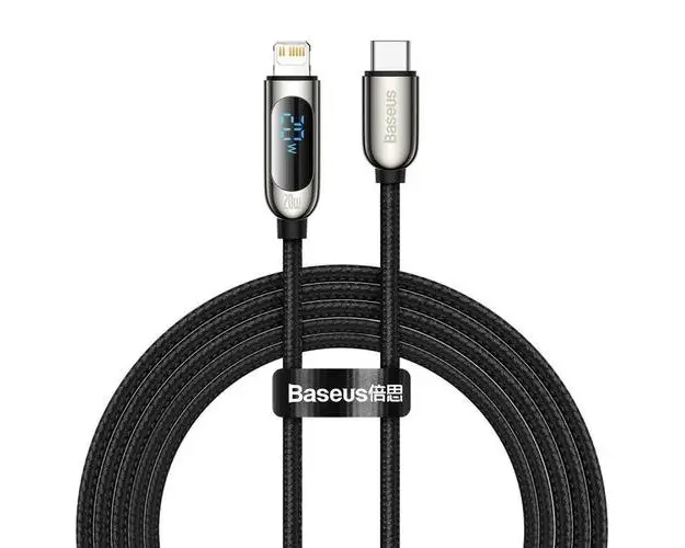 Cablu pentru incarcare si transfer de date Baseus Display, USB Type-C/Lightning, Power Delivery 20W, 2m, Negru