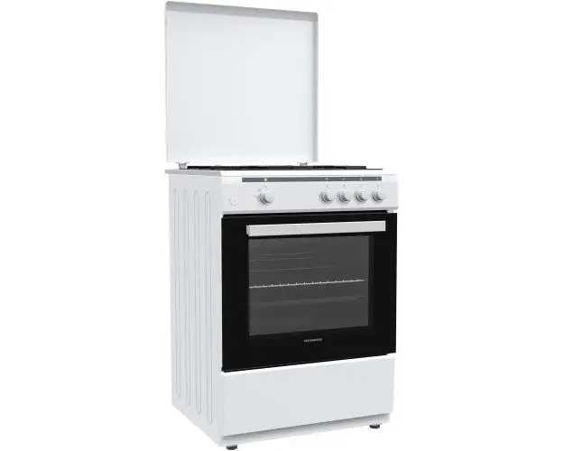Aragaz Gaz Heinner HFSC-V60WH, 4 arzatoare, Gaz, Aprindere electrica, Dispozitiv de siguranta plita si cuptor, Duze GPL incluse, 60 cm, Alb