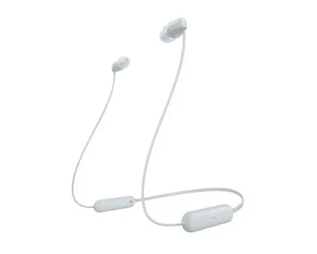 Casti In-Ear Wireless Sony WI-C100W, Bluetooth, IPX4, Microfon, Fast pair, Autonomie 25 ore (Alb)