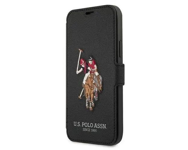 Husa de protectie US Polo Assn. Embroidery pentru Apple iPhone 12 Mini, Piele ecologica (Negru)